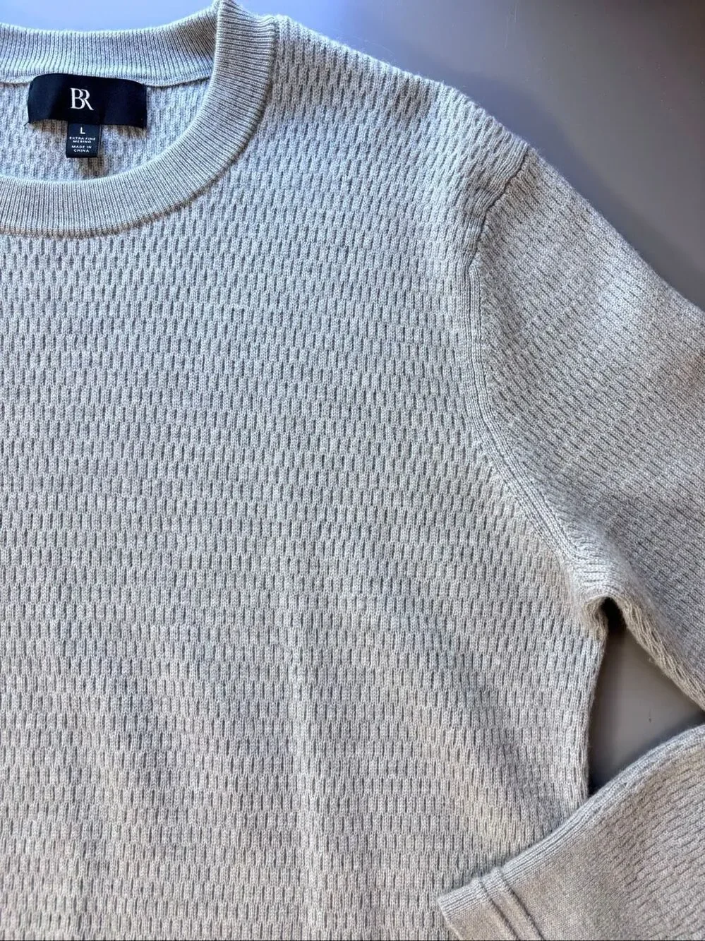 Banana Republic Merino Thermal-Knit crew neck pullover Sweater gray men’s large